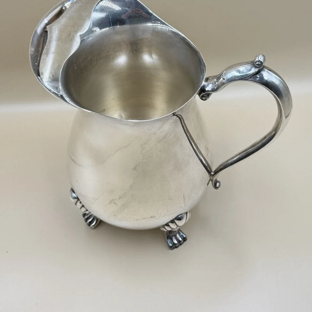Vintage Sheridan Silverplate Creamer Cream Pitcher 3 Footed Mid Century 1950s